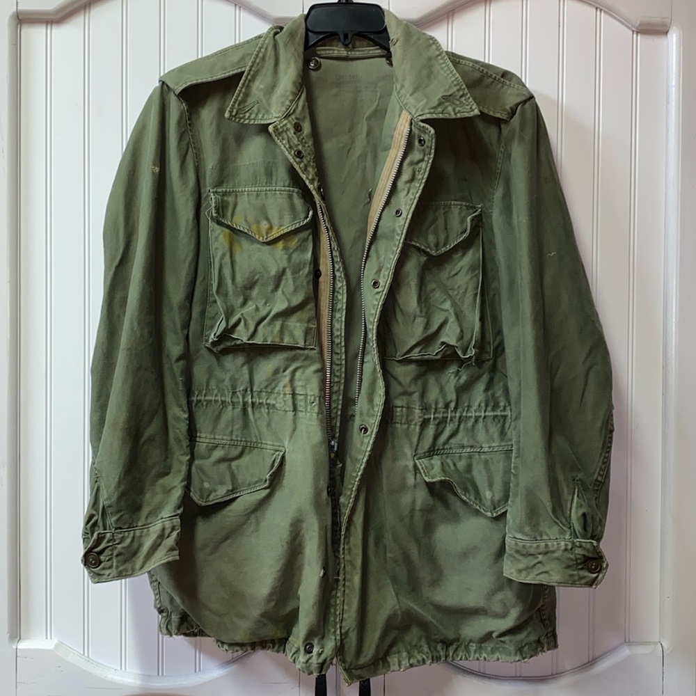 50s 1955 US Military OG 107 Field Jacket S Long Army Marine